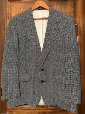 Men's Black & White Houndstooth Sport Coat Blazer